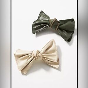 Anthropologie Studded Faux-Leather hair Bows, Set of 2